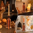thumbnail image 4 of Thanksgiving Halloween Orange Black Striped Ceramic Candle Holder, Knotted Twisted Design Taper Candle Base, Glazed Tabletop Ornament for Dining Table Mantel Entryway Decor, 4 of 7