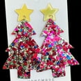 thumbnail image 5 of Sequins Glitter Acrylic Christmas Tree and Star Earrings Confetti Party Jewelry, 5 of 9