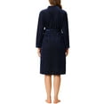 thumbnail image 3 of Unique Bargains Women's Belt Tie Robe Winter Pajamas Nightgown Midi Warm Bathrobe M Navy, 3 of 6