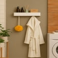 thumbnail image 7 of Wall-Mounted Coat Rack – Floating Wood Shelf with Hidden Hooks – Modern Entryway Organizer for Hallway or Closet (White), 7 of 7