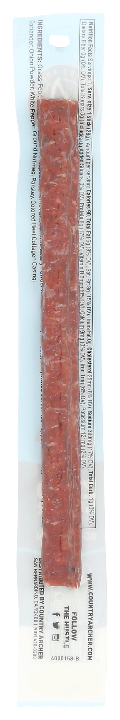 Pack of 18, Country Archer Original Grass-Fed Beef Meat Stick, 1 oz