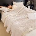 thumbnail image 4 of Flannel Blanket 59.06 in x 39.37 in Solid Color Polyester Carved Floral Design Multi Functional Coverlet, 4 of 6