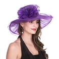 thumbnail image 6 of SPRING PARK Women's Foldable Double Layer Organza Church Kentcky Derby Fascinator Bridal Tea Party Wedding Lace Flower Hat, 6 of 7