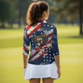 thumbnail image 6 of HUIACONG USA Pattern 250 Years Women's Golf Polo Shirts Quarter Zip with Soft Fashion Quick Dry Golf Shirt Women for Outdoor Activities Sports Tennis Workout, 6 of 10