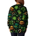 thumbnail image 5 of yuCgh Women's St. Patrick's Day Printed Long Sleeve Stand Collar Work Top, Single Breasted Nursing Jacket, Casual Uniform,Army Green L, 5 of 5
