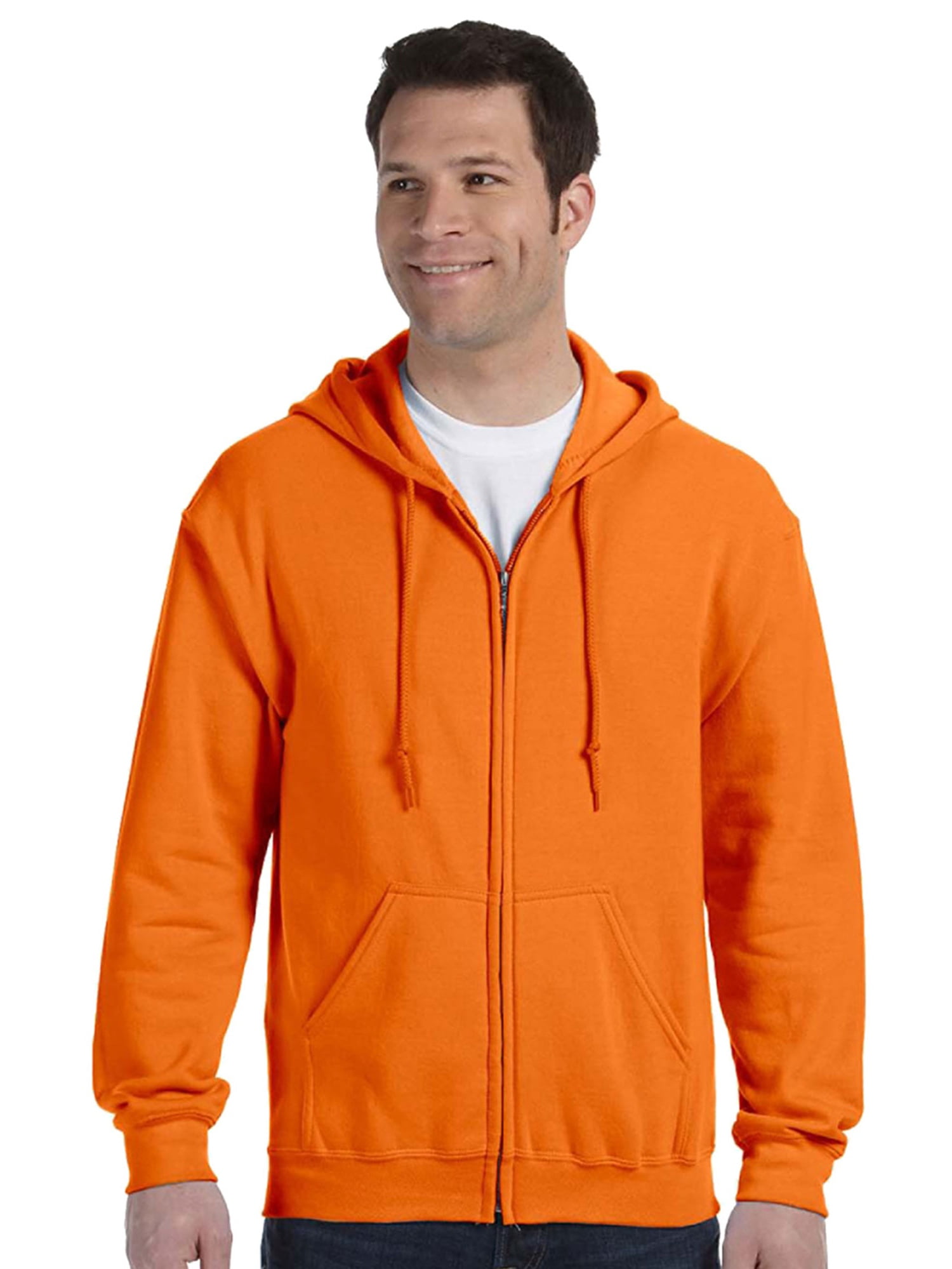 Gildan Mens Heavy Blend FullZip Hoodie Sweatshirt, Safety Orange, 4XL