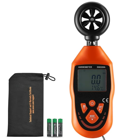 KFFKFF Mobile Wind Meter, Measures Temperatures from 14℉ to 113℉, Comes with LED Illuminated Screen, Records Wind Velocity, Ambient Temperature, Airflow, and Wind Chill