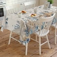 thumbnail image 4 of Blue Beige Coastal Rectangle Tablecloth, Beach Starfish Summer Eucalyptus Rustic Waterproof & StainResistant Tablecloth, Washable Oil-proof Table Cover for Dining/Party/Wedding/Buffet 54x108 In, 4 of 9