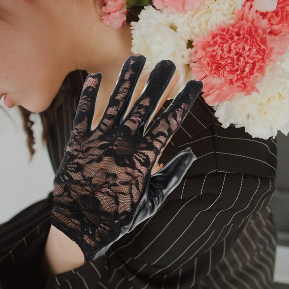 IFANLANDOR Lace Gloves Metal Punk Style Short Design For Party Wedding 1 Pair