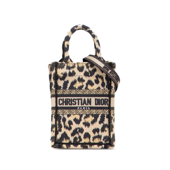 Pre-Owned Christian Dior Dior Book Tote Mini Leopard Print Phone Bag Shoulder Beige... (Good)
