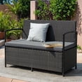 thumbnail image 3 of Vineego Outdoor rattan love seat Patio Furniture Loveseat with Base Storage Rattan Sofa,Black & Gray, 3 of 7