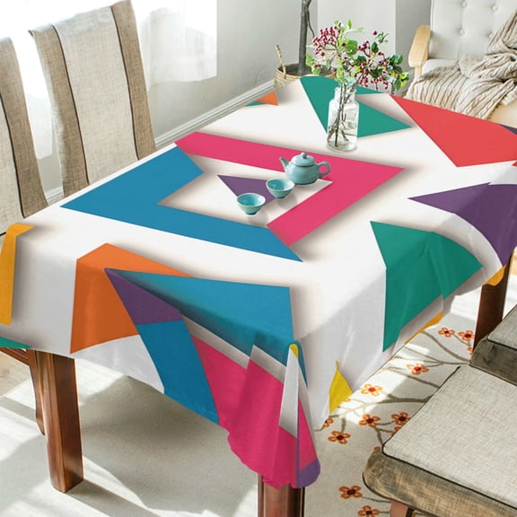 Yayeee Tablecloths 54" x 54" Rectangle Wrinkle Resistant Party Table Cover, Purple Triangles