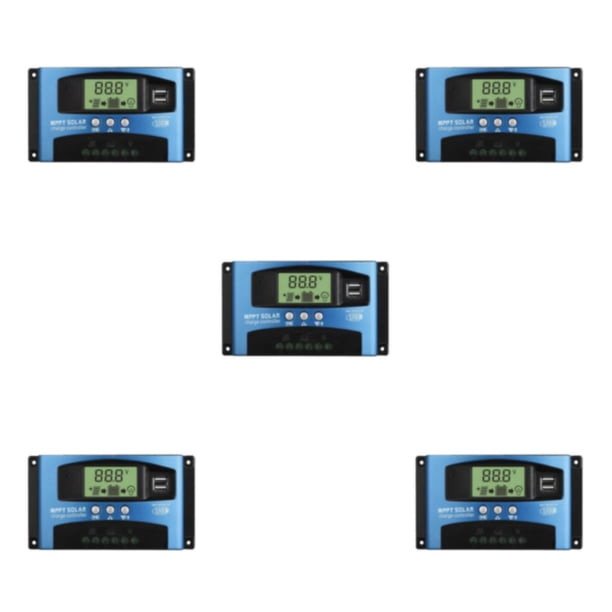 Injueey Controlador de carga solar Regulador dual USB 12V/24V Estabilizador de voltaje 60A Type2 NO2