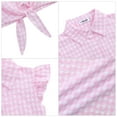thumbnail image 6 of Yesfashion Girls Sleeveless Plaid Button Down Shirt Summer Crop Tops Tie Knot Ruffle Sleeve Shirt Blouse 3-12Y, 6 of 8