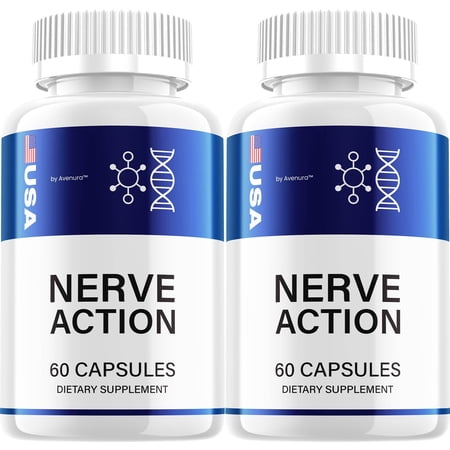 Nerve Action Capsules – NerveAction Natural Ingredients Glycogen Supplement for Health Support, 2 Pack, 120 Capsules