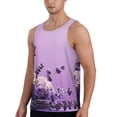 thumbnail image 2 of Gukieu Lavender Roses Arrangement Print Men's Quick Dry Fitness Vest, Round Neck Sleeveless Fitness Bodybuilding Top-4X-Large, 2 of 7