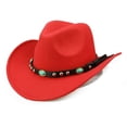 thumbnail image 1 of Jazz Cap Wide Brim Cowboy Style Rivet Roll Up Solid Color Fedora Hat Dress Up Accessory, 1 of 6
