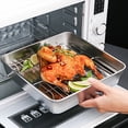 thumbnail image 3 of Homelife Anti-deformed Baking Pan Unbreakable Stainless Steel Smooth Edges Square Food Plate Household Supplies, 3 of 13