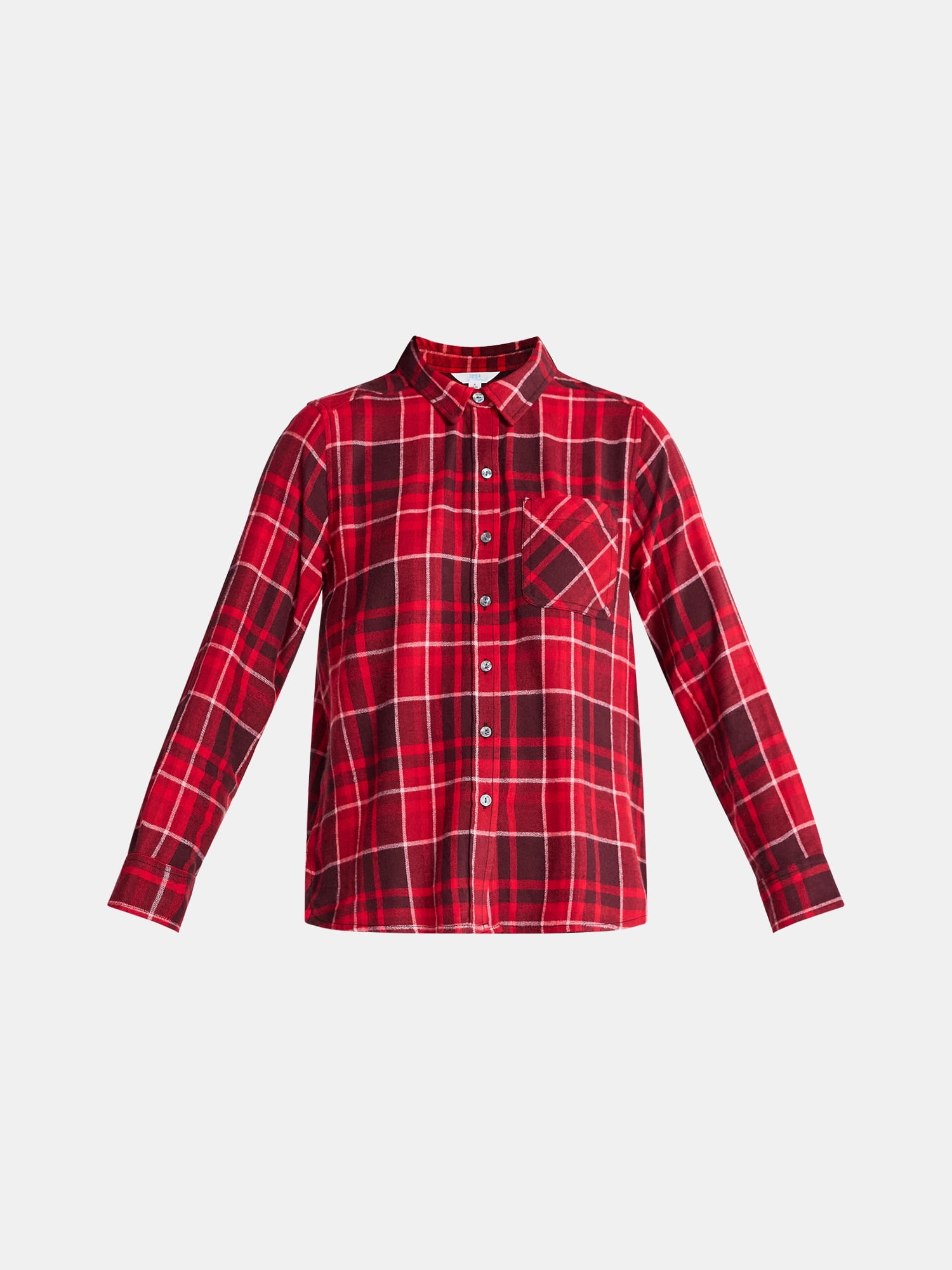 Time and Tru Women's Flannel Shirt with Long Sleeves, Sizes XS-XXXL