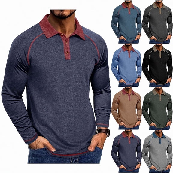 WAVSUF Henley Shirt for Men's Loose Fit Soft Stretchy Long Sleeve Fall Office Daily Top XL