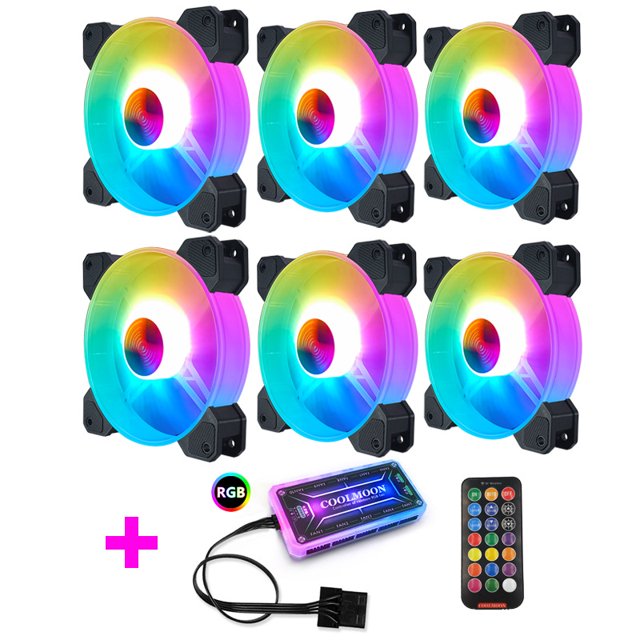 Ventilador de chasis RGB de 12 cm, ventilador de enfriamiento para computadora de escritorio, ventilador silencioso con cambio de color mágico y eclipse solar