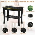 thumbnail image 2 of Bambloom Bamboo Shower Bench,Waterproof Non-Slip Shower Stool with Shelf,Black, 2 of 7