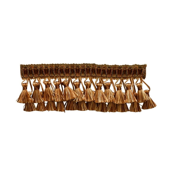 3" (7.5cm) Noblesse Collection Elaborate Two Tier Tassel Fringe Trim # TFH3D,, Toffee Brown #08 (Light Brown, Chocolate Brown) Sold By The Yard (36"/3 ft/0.9m)