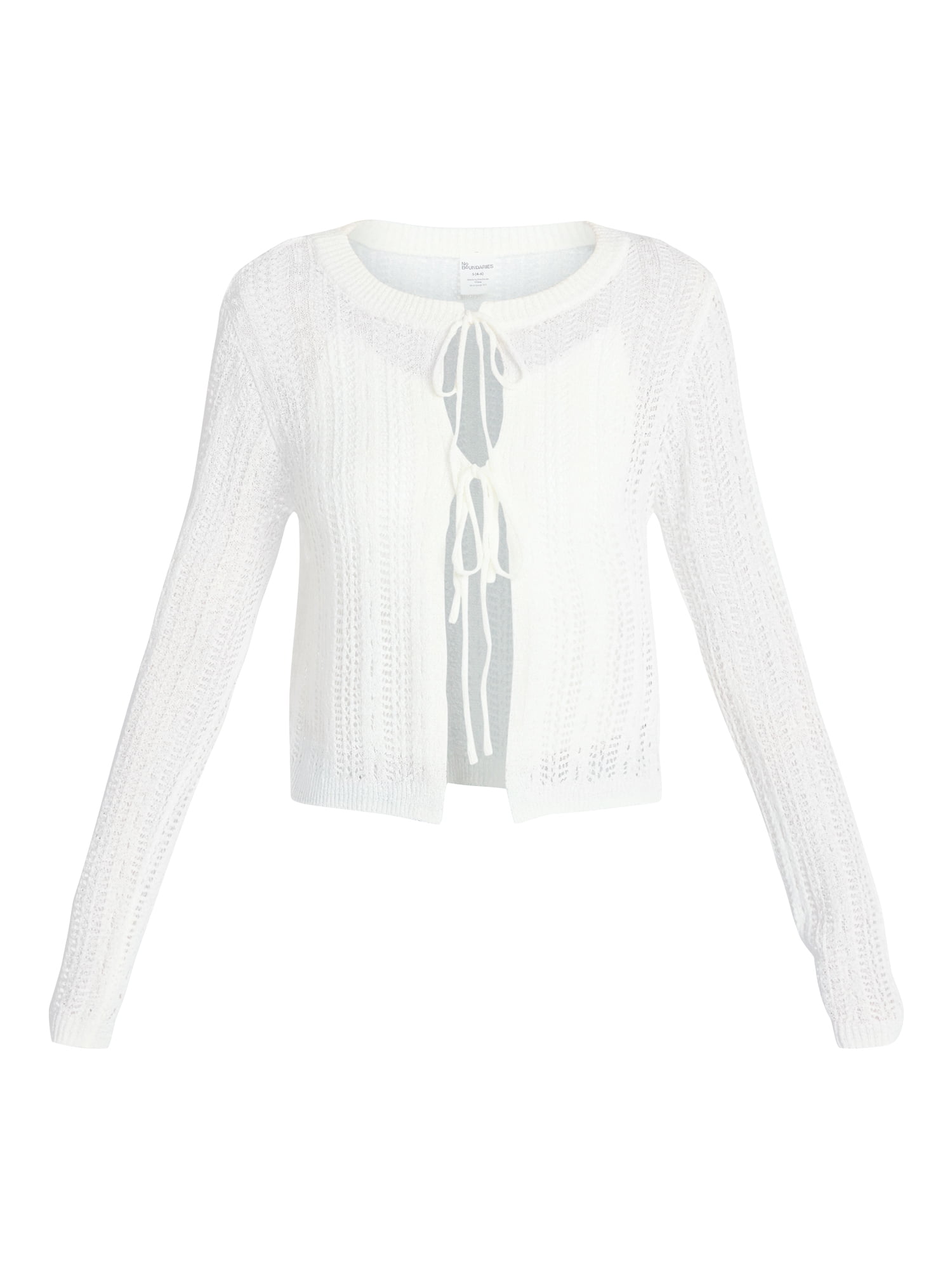 No Boundaries Tie Front Cardigan, Women's XXS-XXL