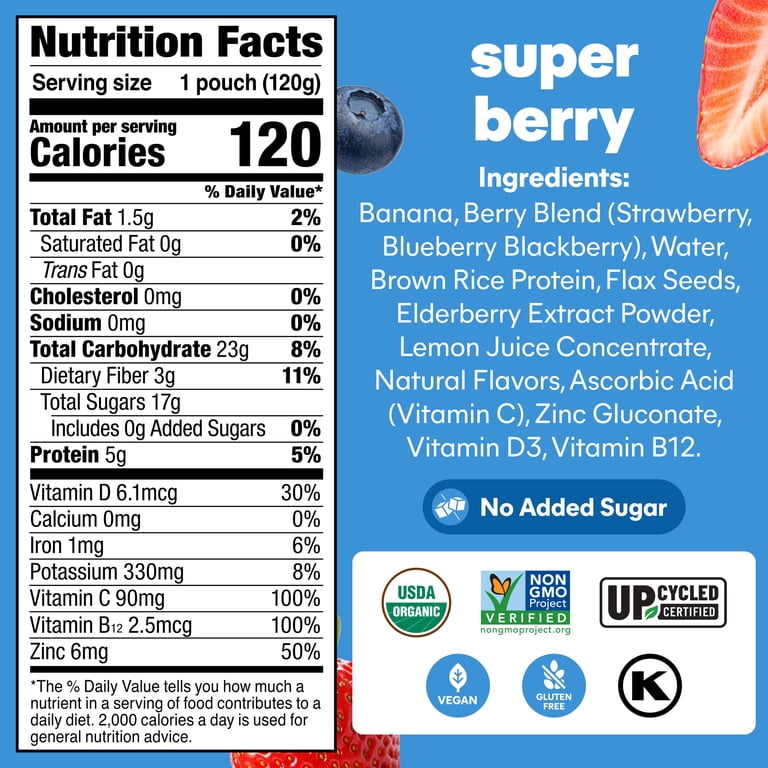 Noka Organic Superfood Smoothie Pouches, Super Berry, 4.22oz, 4 Pack photo 2