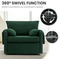 thumbnail image 5 of Oversized Swivel Accent Chair, 40" Wide Single Sofa Chair with Storage Pockets, Upholstered Teddy Barrel Armchair, Modern Lounge Chair for Living Room, Dark Green, 5 of 7