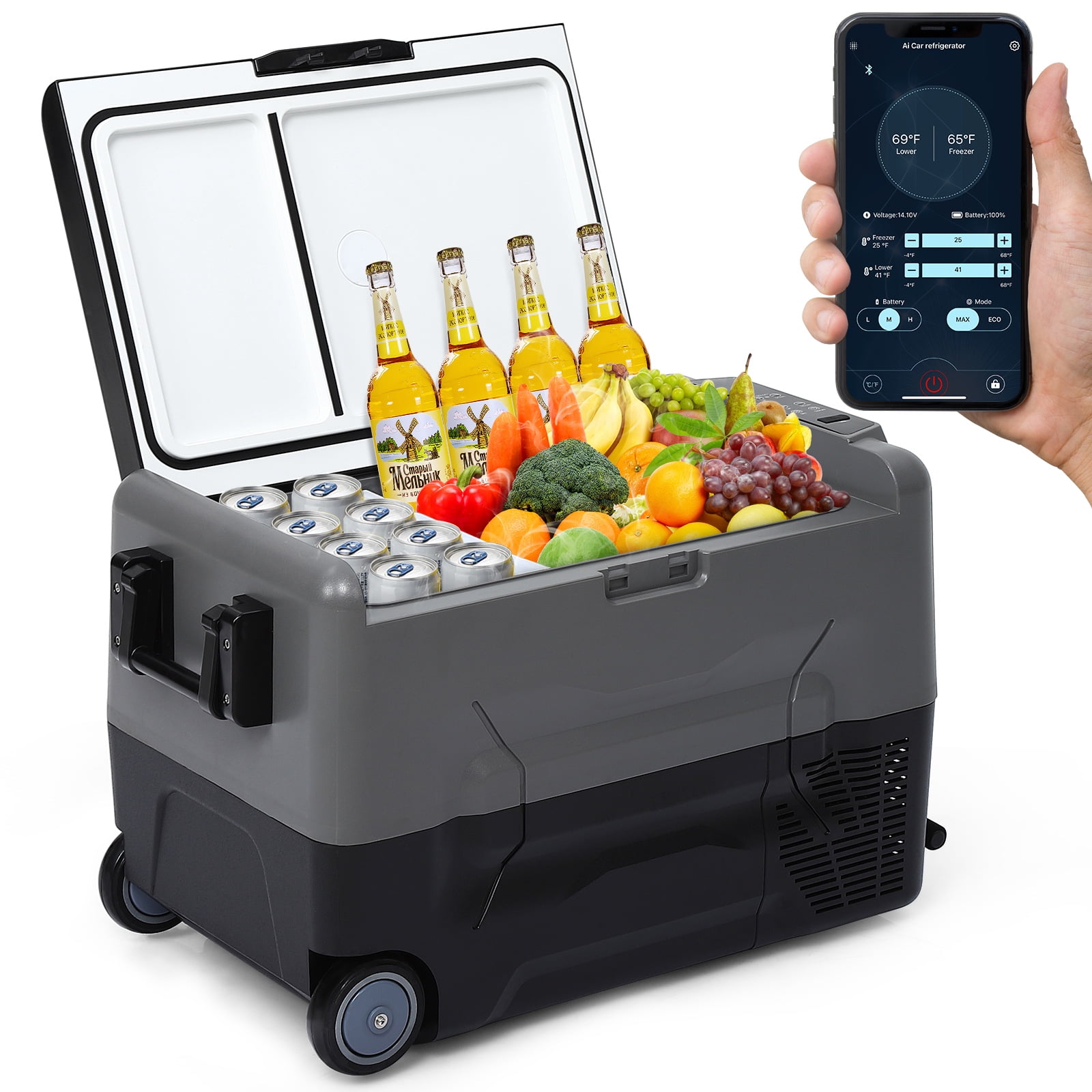 Simzone 37 Quart (35L) Portable Car Refrigerator -4℉-68℉with 12/24V DC ...