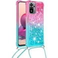 thumbnail image 2 of Xiaomi Redmi Note 10 4G (Not 5G) Cute Case with Strap Crossbody Gradient Quicksand Bling Sparkle Flowing Liquid Floating with Neck Cord Lanyard Strap Case for Redmi Note 10S LSGS Powder Blue, 2 of 14