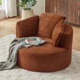 thumbnail image 4 of FFH Round Accent Chair, 48.8" Oversized Living Room Chair, Corduroy Chaise Lounge Chair Indoor, Barrel Chairs for Adults, Orange, 4 of 7
