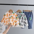 thumbnail image 6 of Esaierr Kids Baby 2PCS Fall Winter Clothes Toddler Casual Alphabet Cartoon Lapel Sweatshirt Top and Pants Trousers Infant 2Pcs Spring Fall Outfits for 5M-5Y, 6 of 7