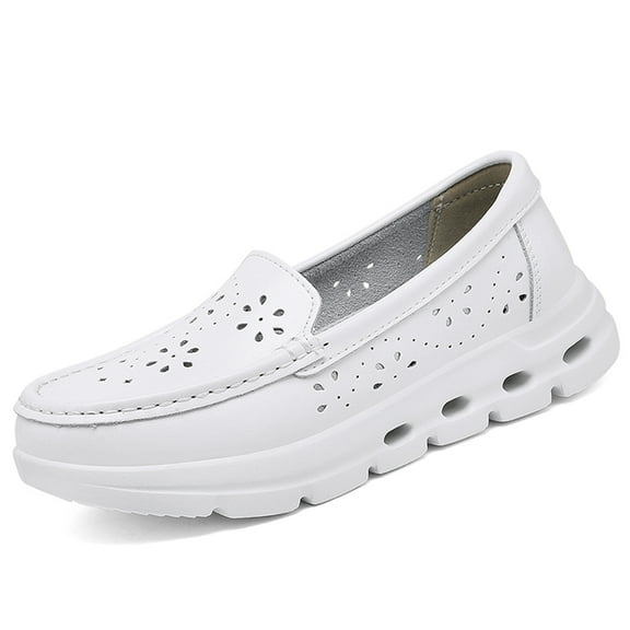 YOURDIARY Women's Slip on Loafer Shoes - Faux Leather Casual Flat Nurse Walking Sneakers
