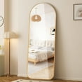 thumbnail image 7 of Arched Full Length Wall Mirror 64"x21" Full Body Mirror with Cleaning Cloth for Bedroom Door Decorative Makeup Aluminum Alloy Frame Floor Mirror Wall Mount Gold, 7 of 7