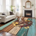 thumbnail image 2 of Large Area Rugs for Living Room Bedroom, Country Star Vintage 5'x8' Rug Carpet Runner Indoor Outdoor, Sunflower Farmhouse Teal Brown Western Berry Non Slip Floor Mats Rug for Kitchen, Bathroom, 2 of 8