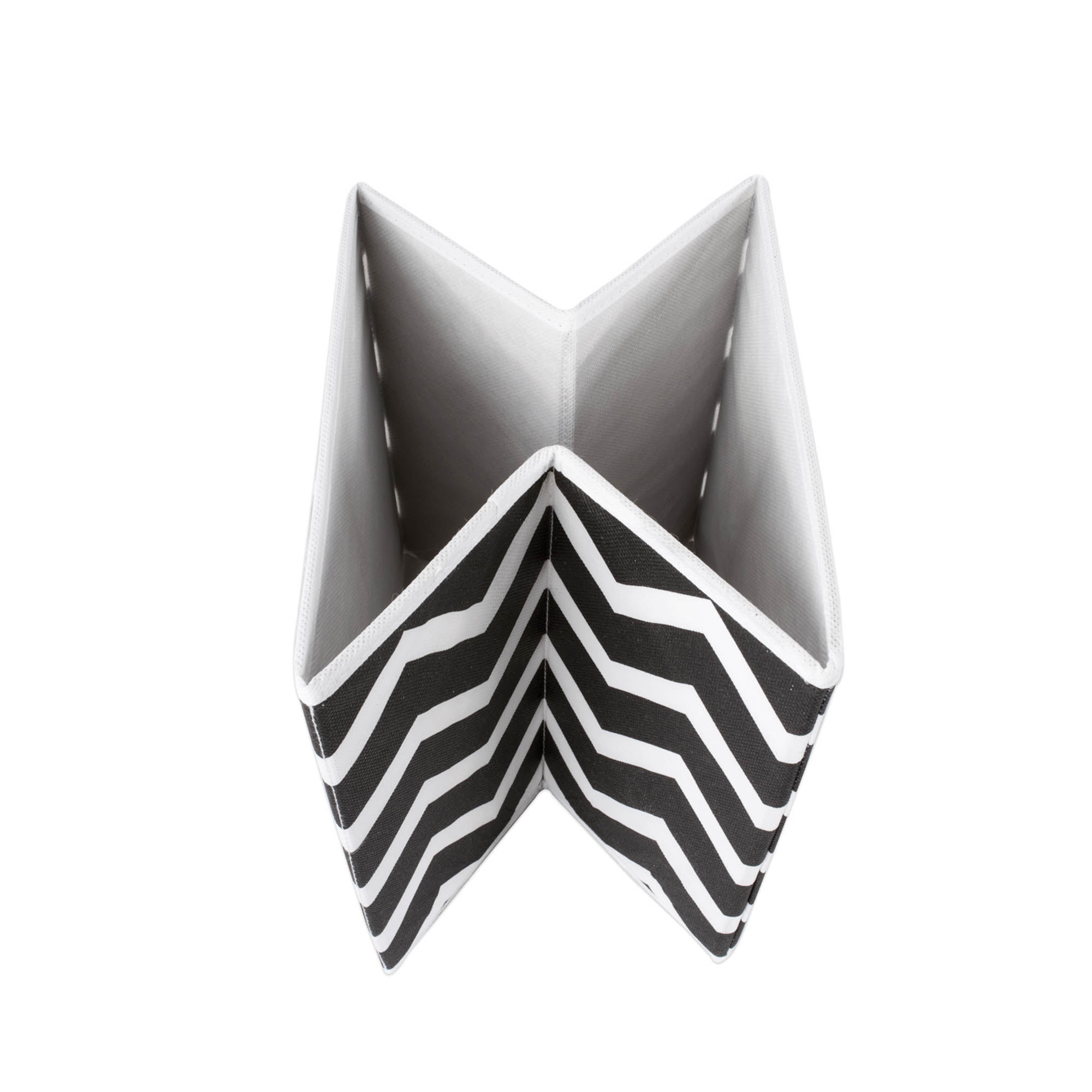 DII 11" Square Nonwoven Polyester Cube Chevron Storage Bin in Black (Set of 2)