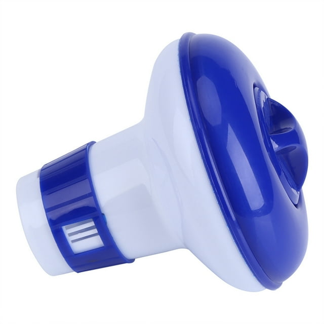 S or M Blue and White Floating Dispenser for Swimming Pool and Spa, Sturdy and Durable PVC Construction, Adjustable Design, Great for Small Pools, Etc