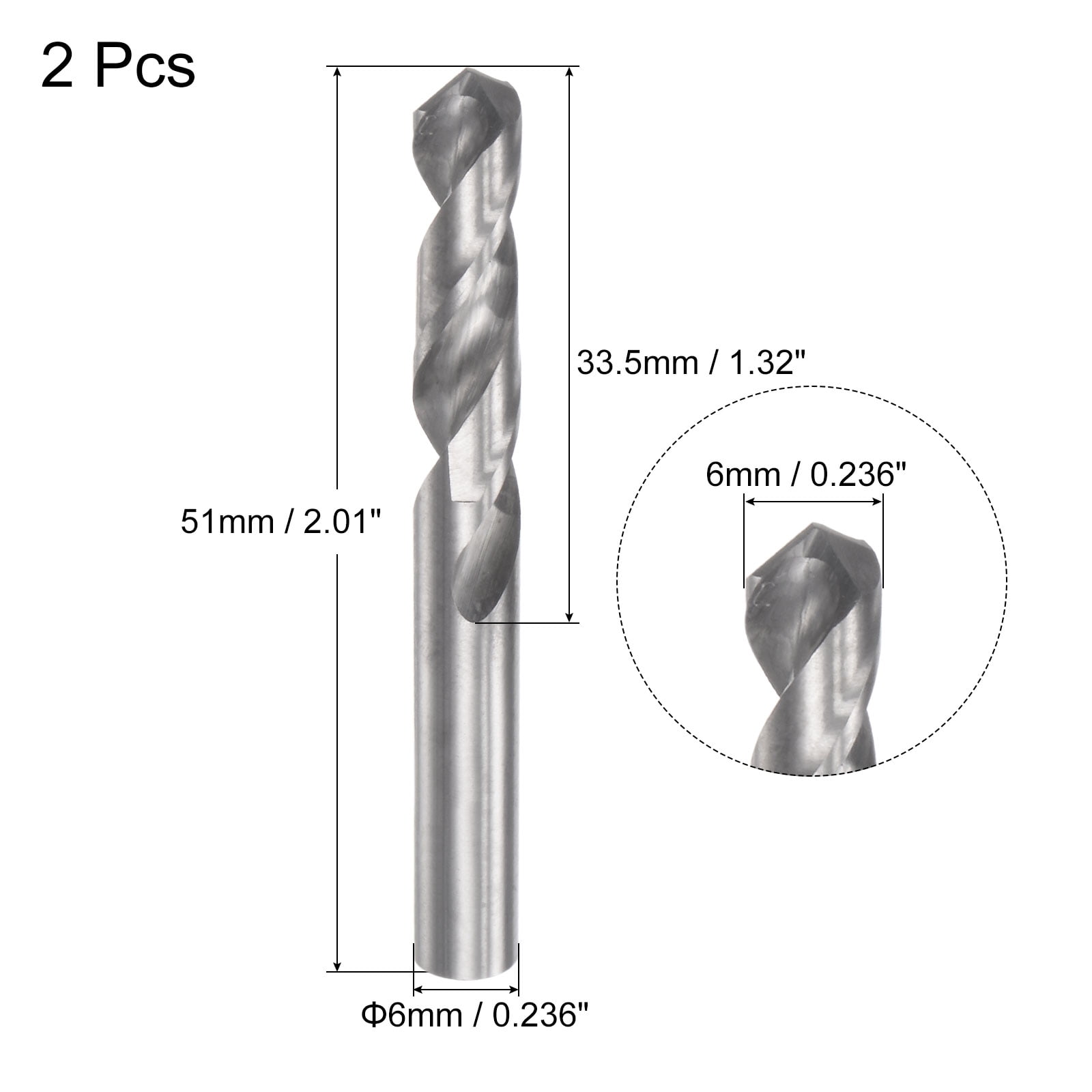 Unique Bargains Solid Carbide Twist Drill Bits Tungsten Carbide Jobber Drill Bits Straight Shank 6mm
