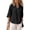 Black, variant on Womens Basic Tees New Women’s Button 3/4 Sleeve Shirt, Lapel Collar Loose Fits Cardigan Tops, Fashion Side Split and Back Long Tunic Blouses M