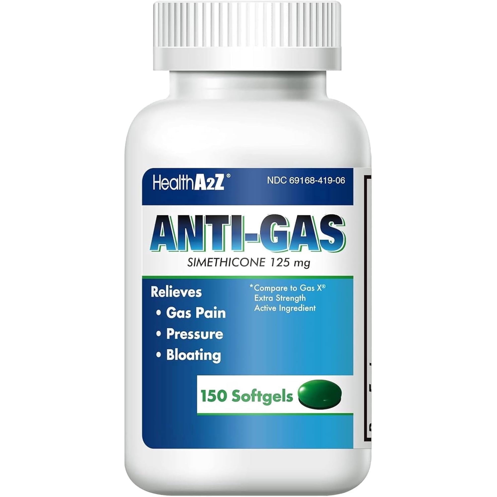 HealthA2Z Simethicone 125mg | Gas Relief Softgels | Extra Strength | 150 Count