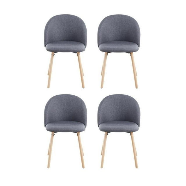 Set de 4 Sillas de Comedor Tapizadas de Tela gris