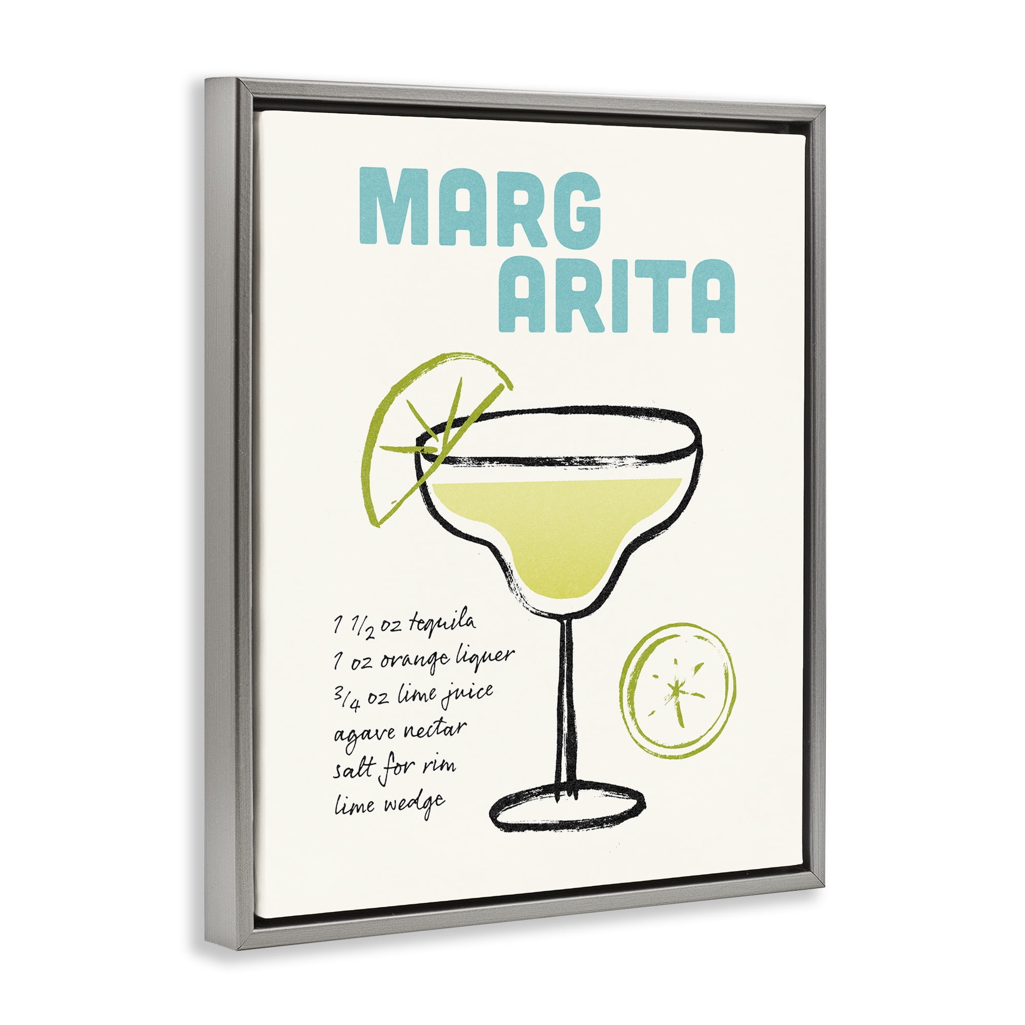 Stupell Industries Margarita Drink Recipe Food & Beverage Painting Gray Floater Framed Art Print Wall Art, 17 x 21