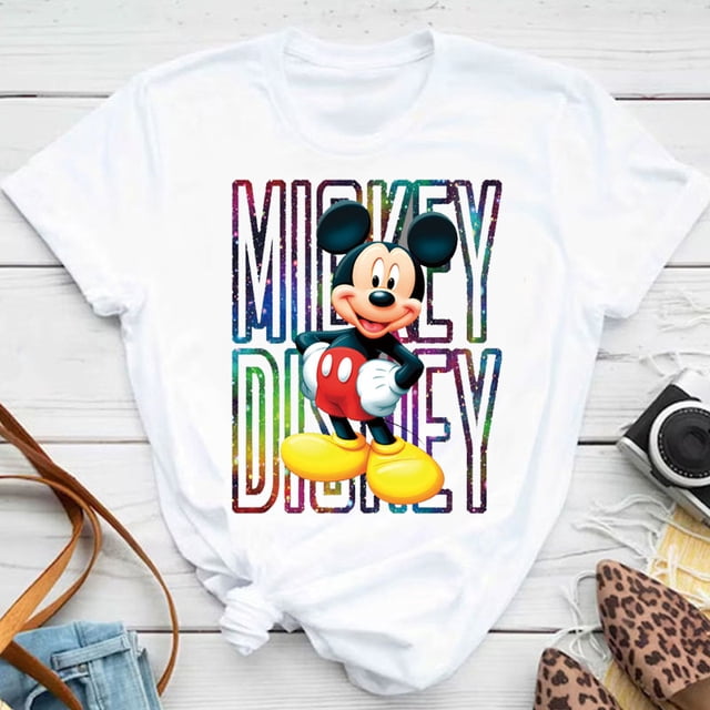 Camisetas Y2k de Mickey Mouse de Disney para mujer, camiseta de moda de dibujos animados, camisetas de manga corta para mujer, ropa Kawaii, camiseta de calle