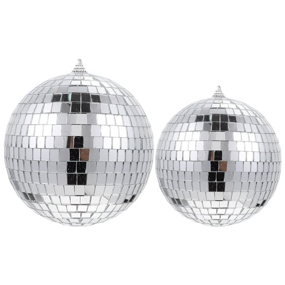 2pcs Disco Mirror Ball Reflective Disco Ball Silver Disco Ball Party Hanging Ornaments