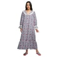 thumbnail image 1 of Moomaya Chemise de Nuit Maxi Boutonnée à Manches Longues Imprimée en Coton pour Femmes, 1 of 5
