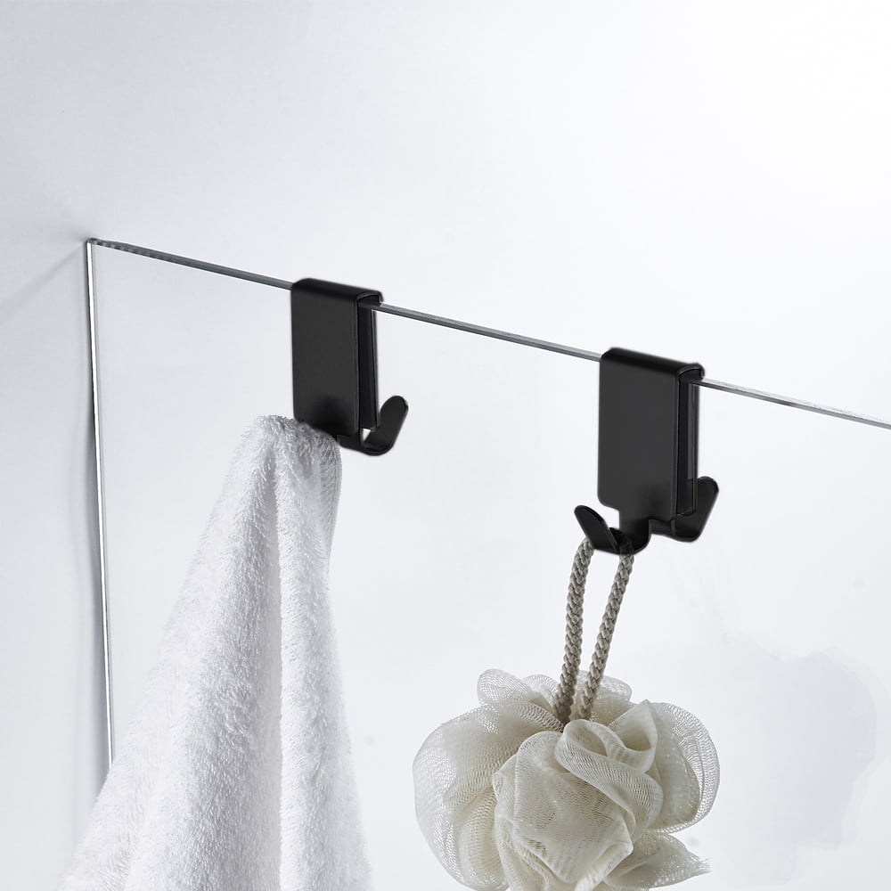 MOKIUER Double Hooks for Glass Shower Door, Towel Hooks Over The Bathroom Glass Wall 0.310.39in