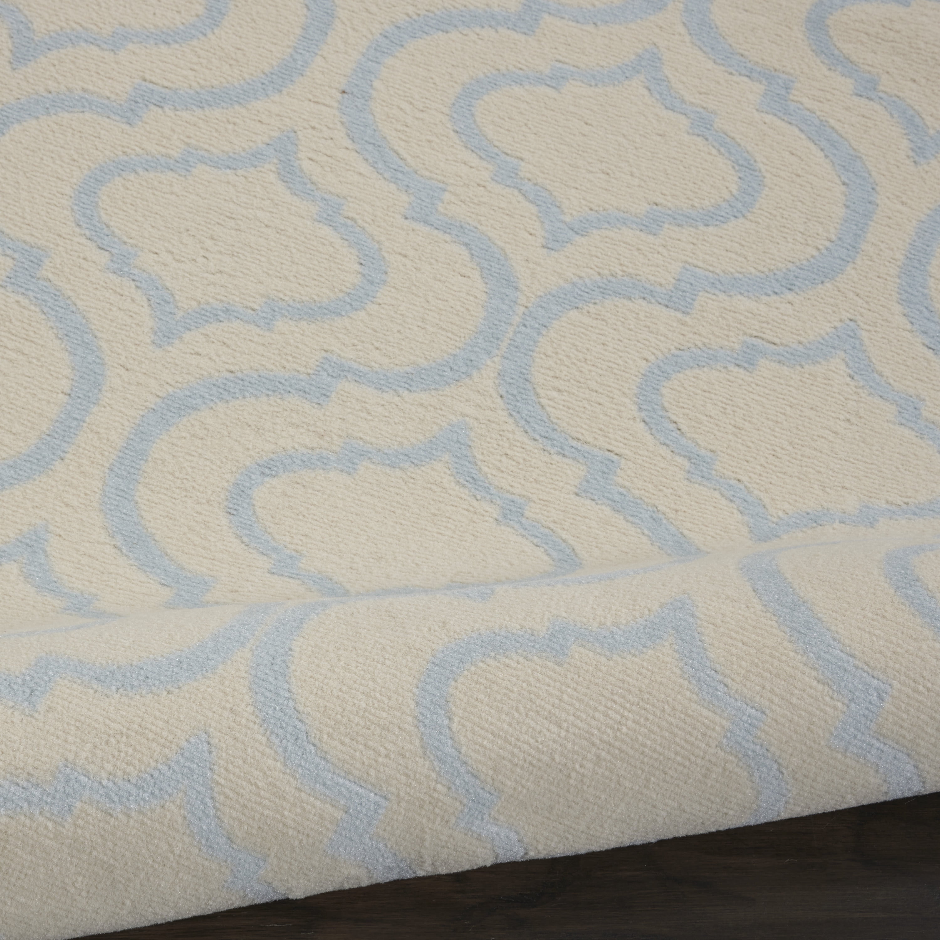 Nourison Bliss Transitional Moroccan Ivory/Blue 5'3" x Round Area Rug, (5' Round)