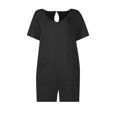 thumbnail image 4 of Lovskoo Women's Summer Casual Rompers Scoop Neck Shorts Jumpsuit Short Sleeve One Piece Jumpers with Pockets 2024 Trendy Black L, 4 of 8